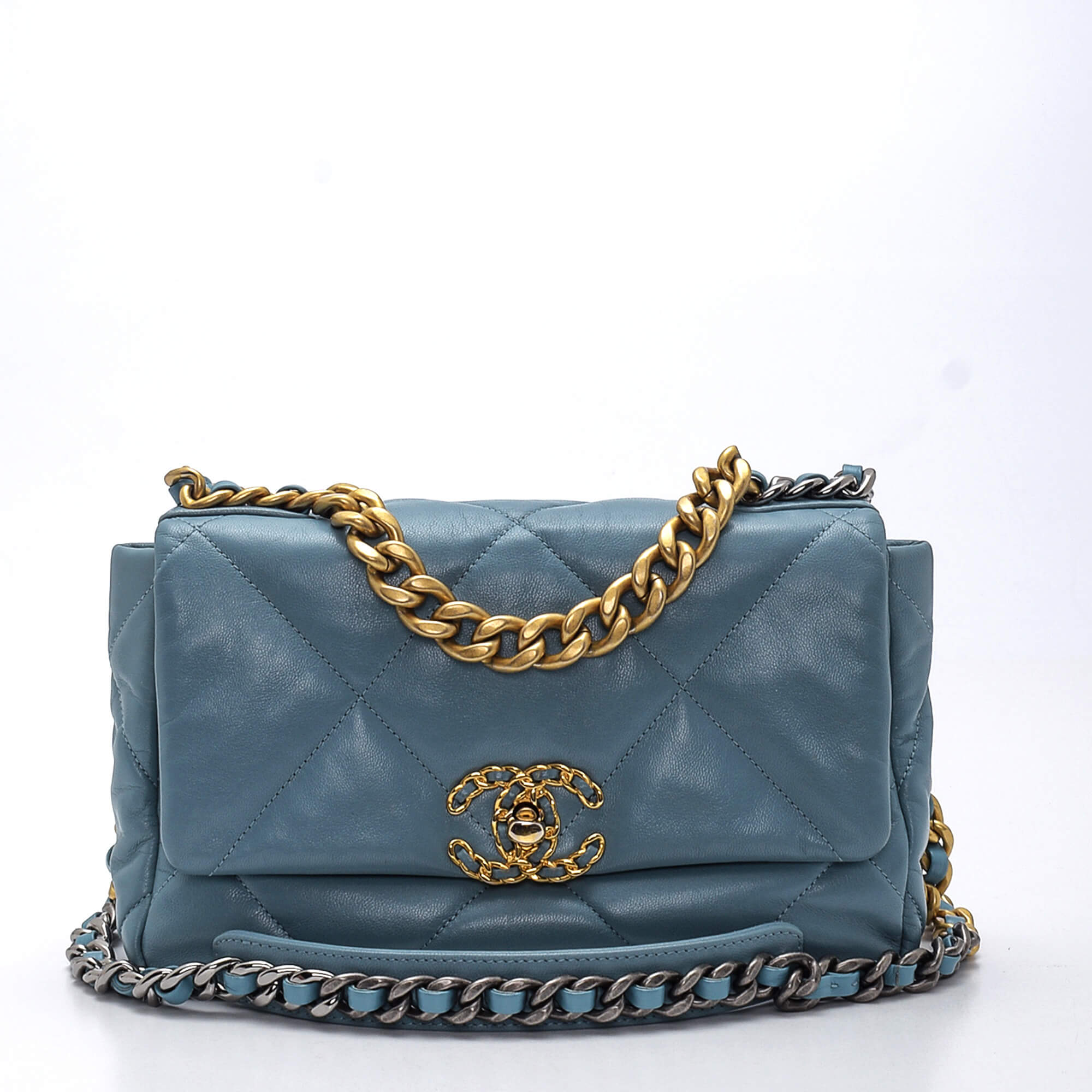 Chanel - Blue Quilted Lambskin Leather No 19 Bag 